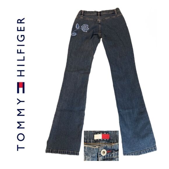 Tommy‎ Hilfiger Women’s Vintage 2003 Embroidered Rose Bootcut Jeans - Size 1 - Picture 2 of 3